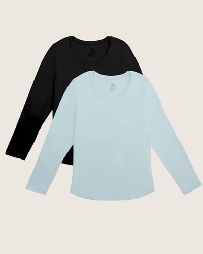 Kindred Bravely Bamboo Nursing Long Sleeve T-shirt Two-Pack | Black & Powder Blue