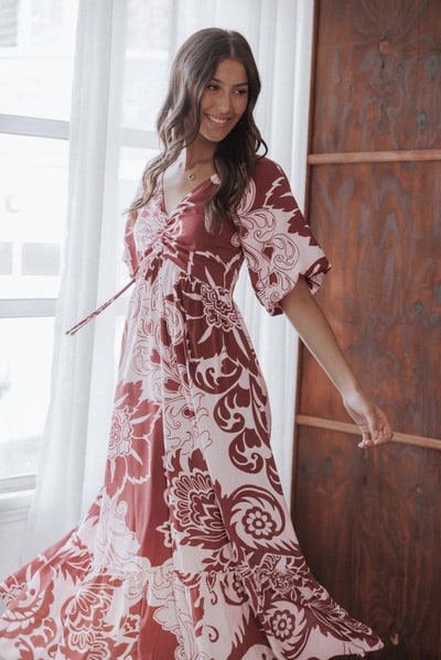 Petal & Pup Shanae Maxi Dress - Pink Brown Paisley