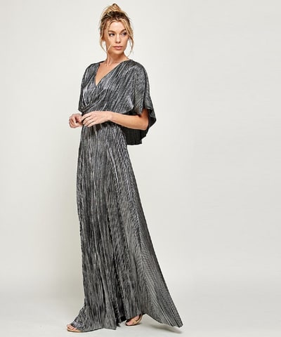Bump City The Cleo Cape Gown (Silver)