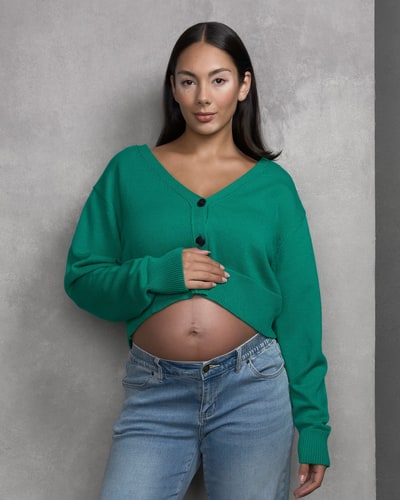 Soon Maternity V-Neck Cropped Cardigan