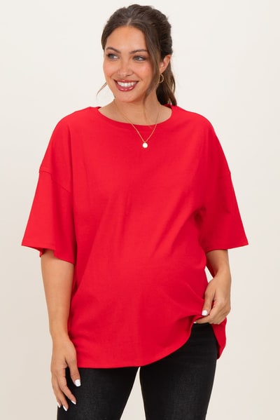 PinkBlush Ruby Cotton Oversized Maternity Tee