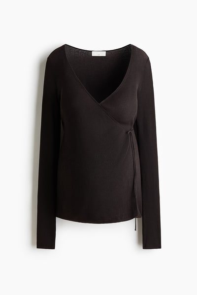 H&M MAMA Rib-Knit Wrap Cardigan