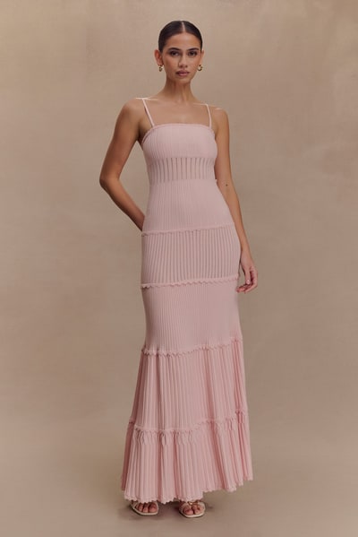 MESHKI Finley Pointelle Knit Maxi Dress - Baby Pink
