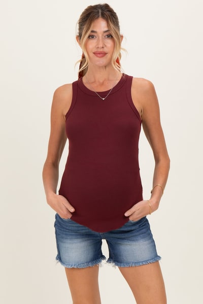 PinkBlush Navy Dark Wash Frayed Hem Maternity Denim Shorts