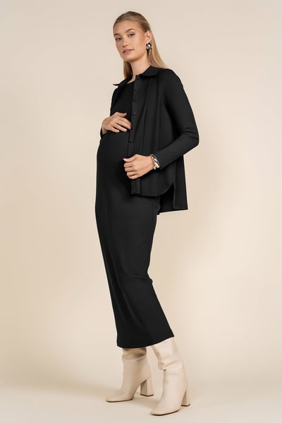 Apparalel Pierre Maternity Dress in Black