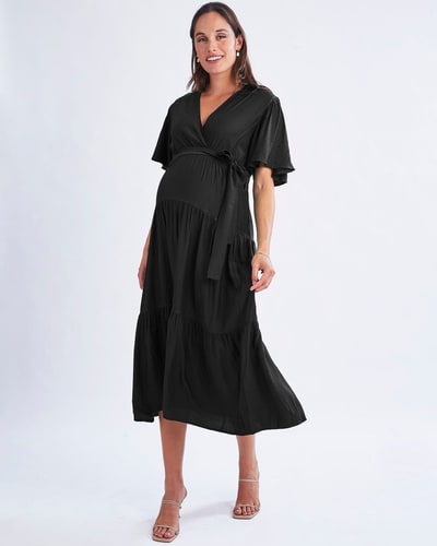 Angel Maternity Cara Black Maternity Maxi Dress
