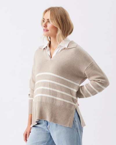 Ripe Maternity Lori Nursing Knit  Latte / Chalk