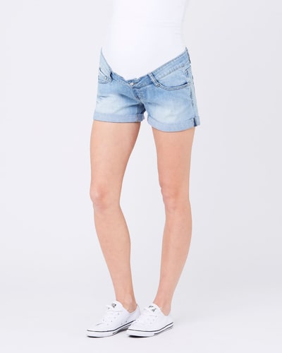 Ripe Maternity Denim Shorty Shorts Light Wash
