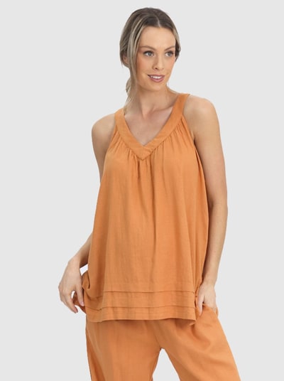 Angel Maternity Maternity Sleeveless Linen Summer Top in Orange