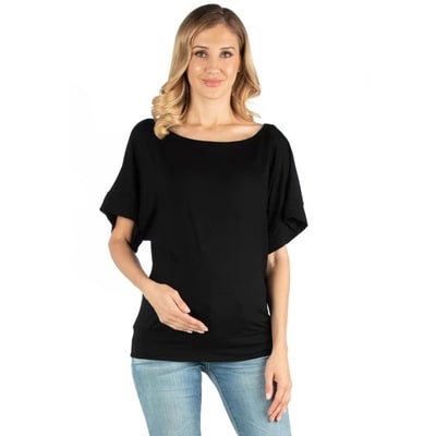 Target 24seven Comfort Apparel Womens Loose Fit Dolman Maternity Top-BLACK-S