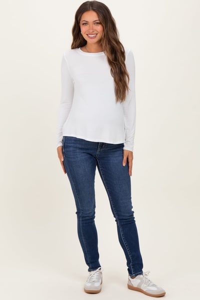 PinkBlush Navy Lightly Distressed Skinny Maternity Jeans