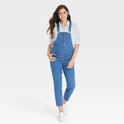 Target Denim Overalls Maternity Jumpsuit - Isabel Maternity by Ingrid & Isabel™ Medium Wash 6: Adjustable Straps, Pockets