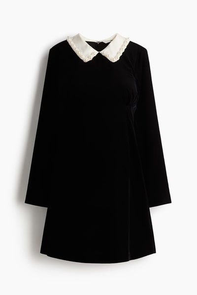 H&M MAMA Velvet Dress with Collar