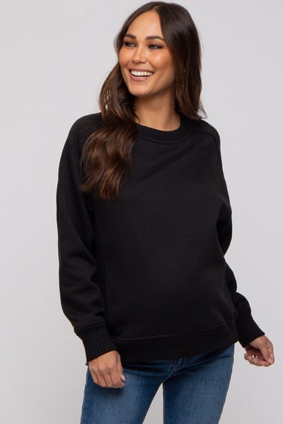 PinkBlush Black Pullover Maternity Terry Crewneck