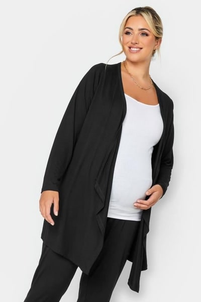 Yours Clothing BUMP IT UP MATERNITY Black Waterfall Cardigan