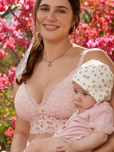 Momanda More Coverage Lace Plunge Nursing Bralette