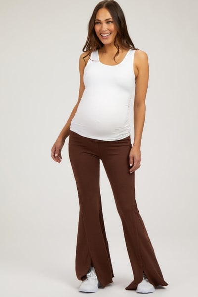 PinkBlush Brown Terry Flare Maternity Lounge Pants