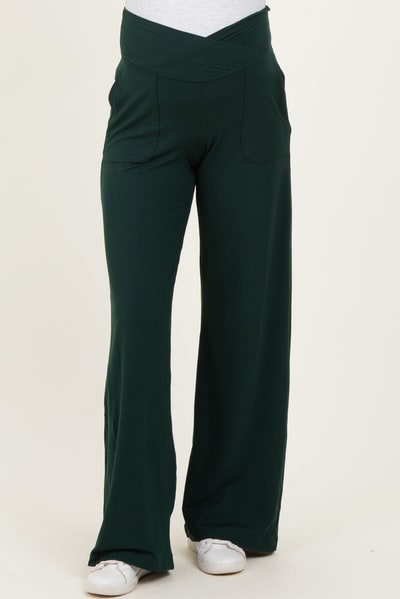 PinkBlush Forest Green Crossover Waist Active Wide Leg Maternity Pant