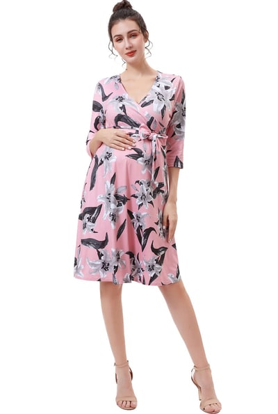 Kimi + Kai Kimi + Kai Maternity "Gracie"Nursing Faux Wrap Dress