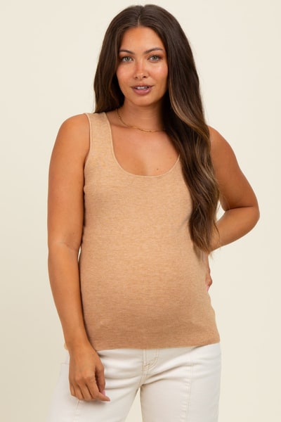 PinkBlush Camel Knit Maternity Tank Top