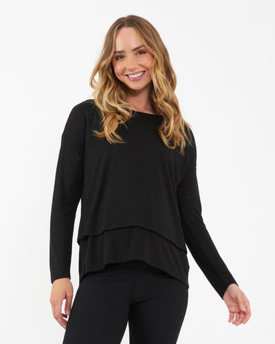 Ripe Maternity Jazmin Long Sleeve Nursing Top Black