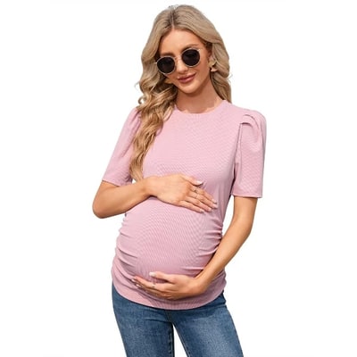 Target Maternity Tops Women's Maternity Shirts Color Block Split Hem Tunic Tops Pregnancy Clothes for Women Green 2XL
