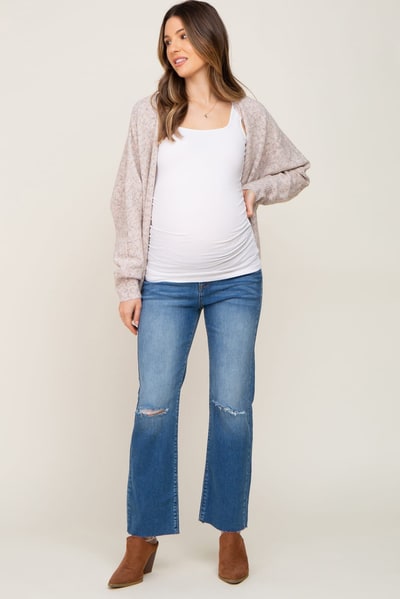 PinkBlush Blue Open Knee Straight Leg Maternity Jeans