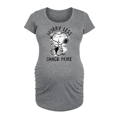 Kohl's Maternity Peanuts Snoopy Worry Less Snack More Graphic Tee