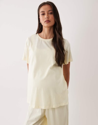 ASOS mix & match cotton pajama set in buttermilk