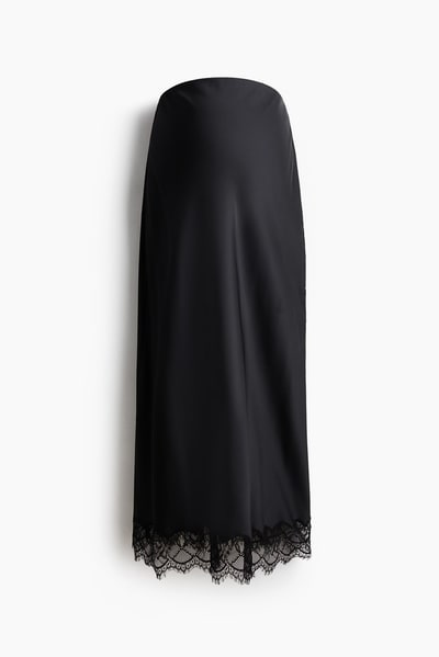 H&M MAMA Lace-Trimmed Satin Skirt