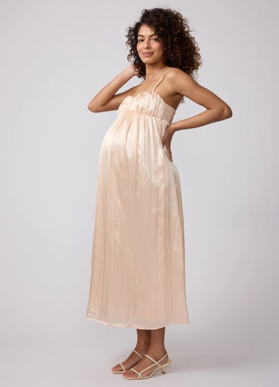 Ingrid & Isabel Satin Slip Maxi Maternity Dress