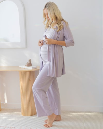 Angel Maternity Maternity Versatile  Lavender Cardigan With Removable Belt