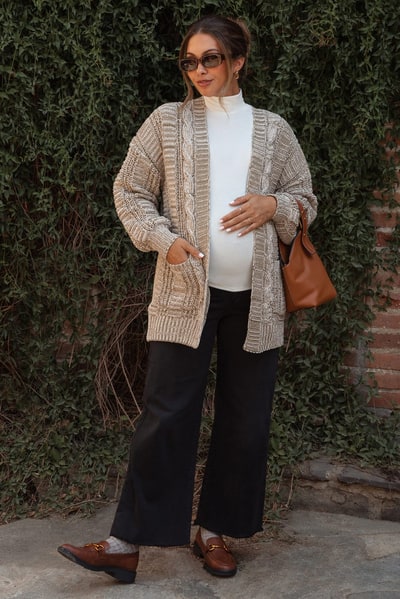 PinkBlush Black Wide Leg Raw Hem Maternity Jeans