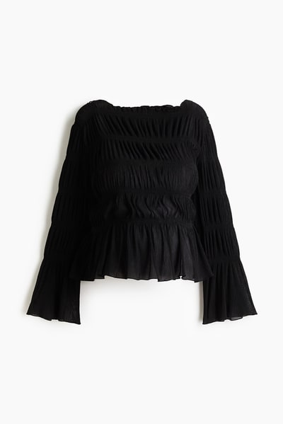 H&M MAMA Boat-Neck Smocked Top