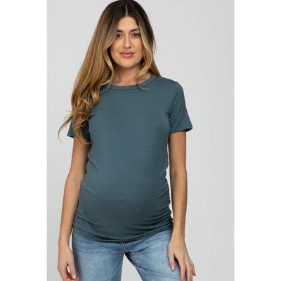 Target Pinkblush Blue Basic Short Sleeve Maternity Top Small