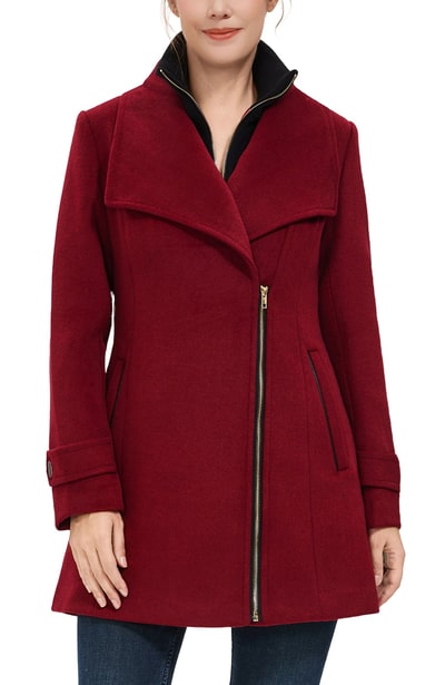Kimi + Kai Kimi + Kai Women's "Kinsley" Wool Blend Zip Front Walking Coat