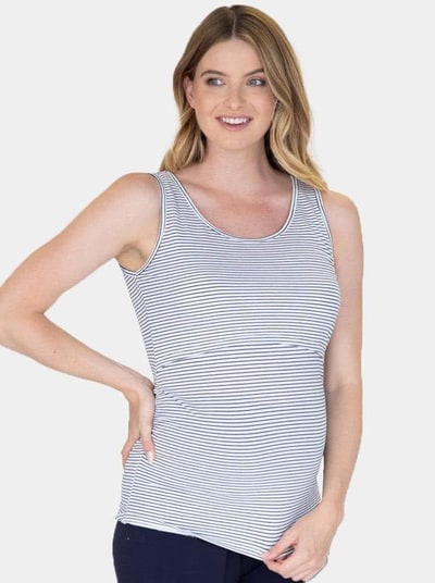 Angel Maternity Nursing Pull Up Tank Top in Stripes