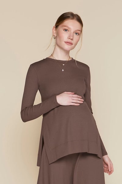 Apparalel Ventt Maternity Top in Hazelnut