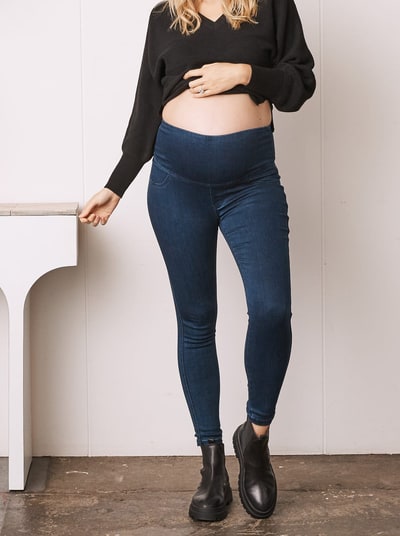 Angel Maternity Maternity Over the Bump Denim Jeggings- Skinny Fit
