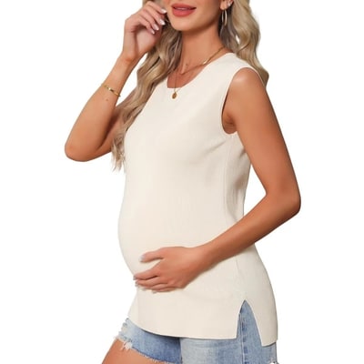 Target INSPIRE CHIC Women's Maternity Spring Top Short Sleeve Pullover Tops Basic Ribbed Knit Slim Fitted Casual Shirts 2026 Meduim Khaki
