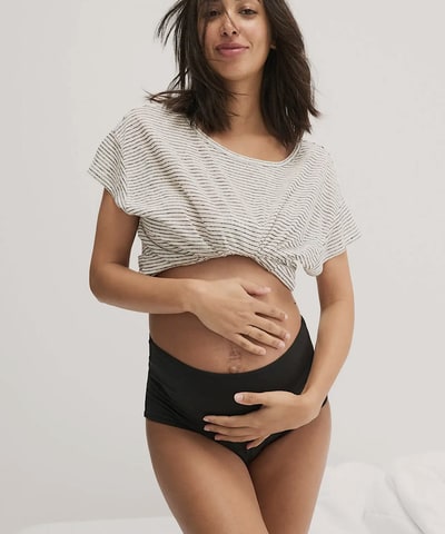 Bump City HATCH: The Everyday Maternity Linen Tee (White/Black Stripe)