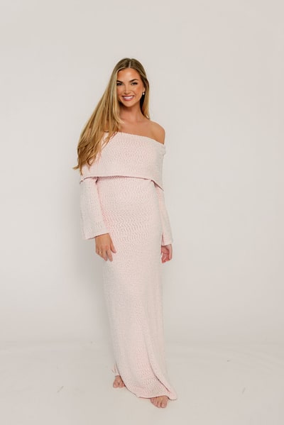 Worth Collective Nora Knit Maxi Dress in Dusty Pink - Bump Friendly