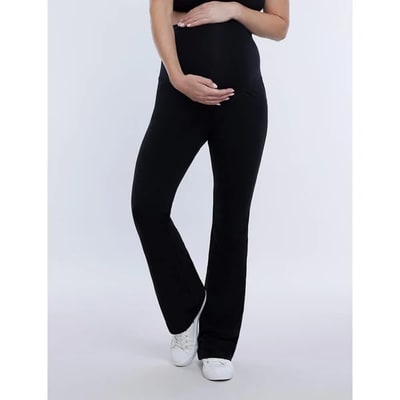 Target Women's Secret Fit Over the Belly Full Length Flare Leggings - Black - Size: Medium - Motherhood Maternity