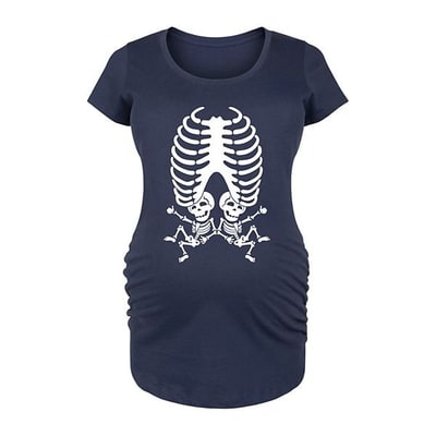 Kohl's Maternity Skeleton Baby Twins Halloween Graphic Tee