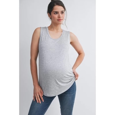 Target Hello Miz Women's Casual Scoop Neck Sleeveless Maternity Nursing Tank Top - Heather Grey - Large