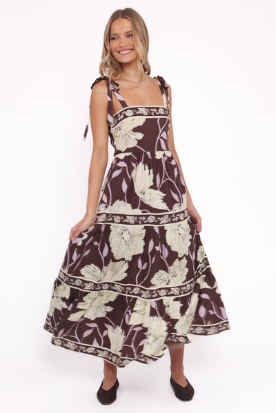 Petal & Pup Leonor Maxi Dress - Yellow Brown Floral