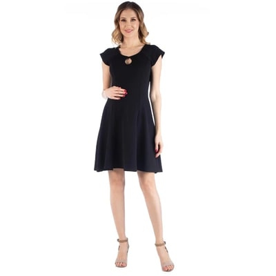 Target 24seven Comfort Apparel Maternity Dress with Keyhole Neck-BLACK-S