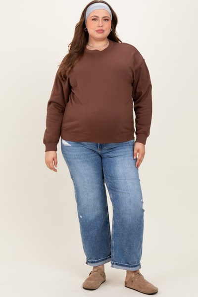 PinkBlush Blue Relaxed Cuffed Maternity Plus Ankle Straight Leg Jeans