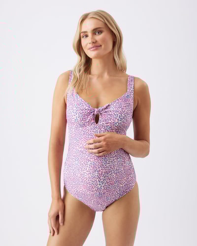 Ripe Maternity Skipper Tie Front One Piece Pink / Blue