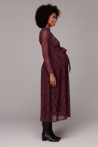 For The Creators Outlined Floral Tie Mesh Dress